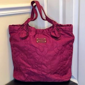 MARC JACOBS Workwear Hot Pink Quilted Tote Bag w Embroidered Logo